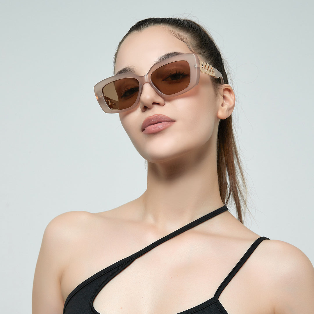 Ladies elegant square sunglasses with gold embellished frame Stornfield