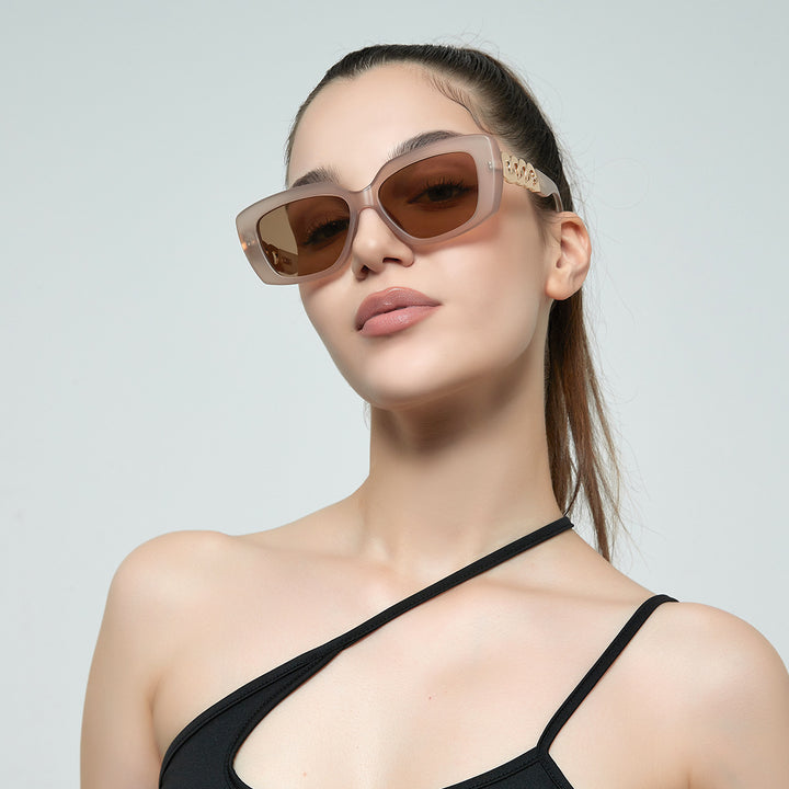 Ladies elegant square sunglasses with gold embellished frame Stornfield