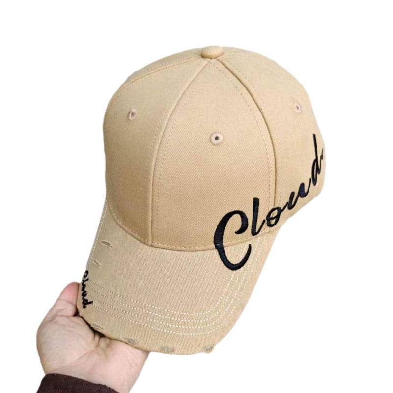 Women's Distressed Cotton Baseball Cap with Scripted Design Stornfield