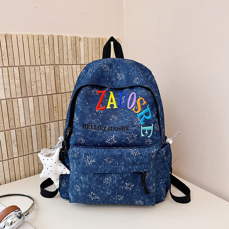 Stylish Star-Embellished Corduroy Backpack Stornfield