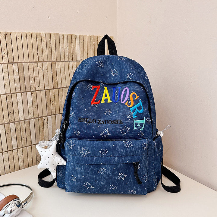 Stylish Star-Embellished Corduroy Backpack Stornfield
