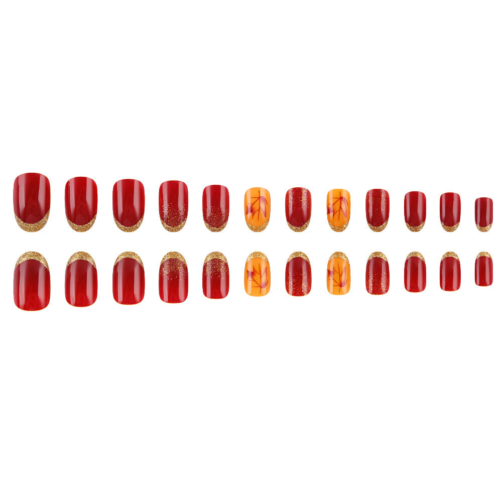 Elegant Fall-Themed Gel Nail Art Stornfield