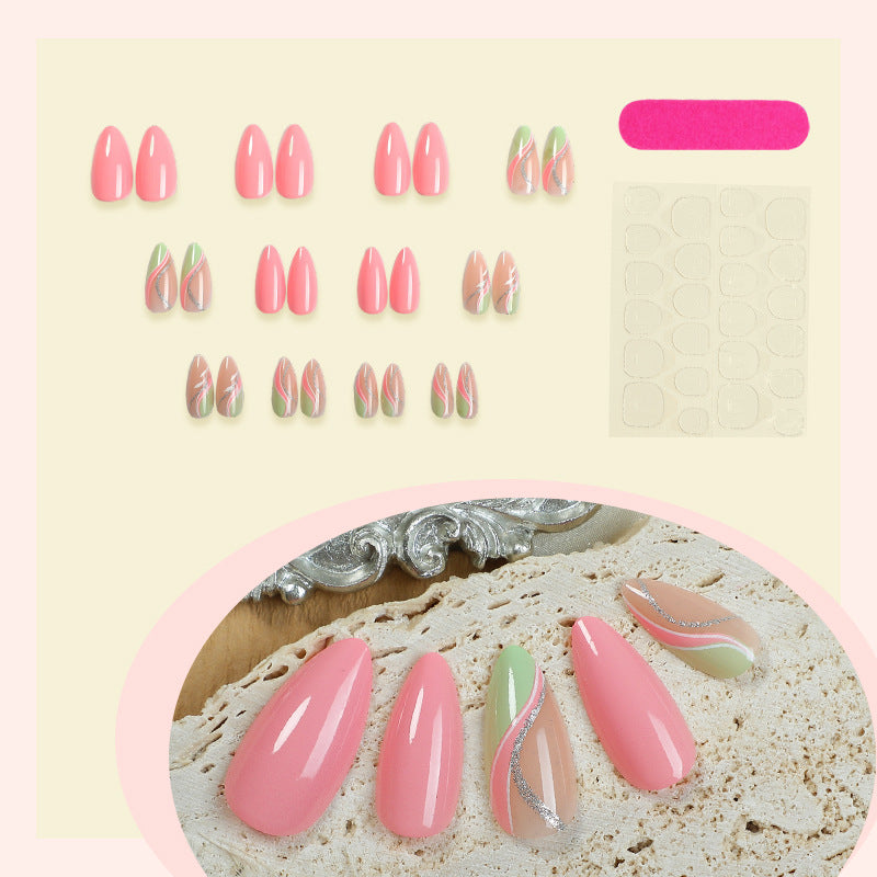 Premium Artistic Press-On Nail Set with Elegant Floral Designs Stornfield