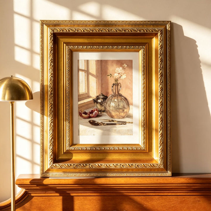 Ornate Vintage Floral Art Frame for Home