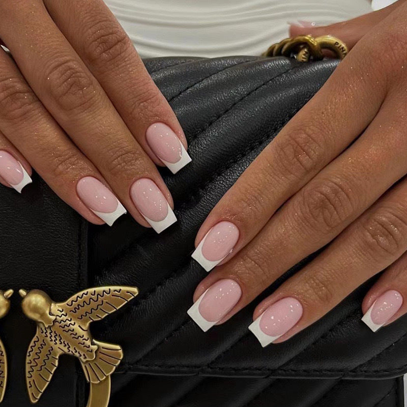 Acrylic Nail Set with Stylish French Design Stornfield