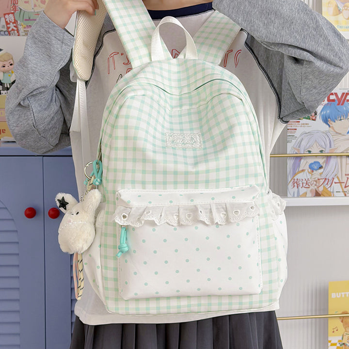 Stylish Gingham Print Casual Backpack Stornfield