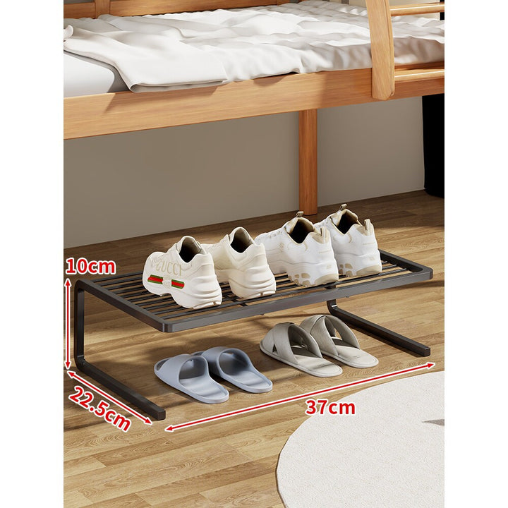 Compact Two-Level Slatted Under-Bed Shoe Organizer Rack