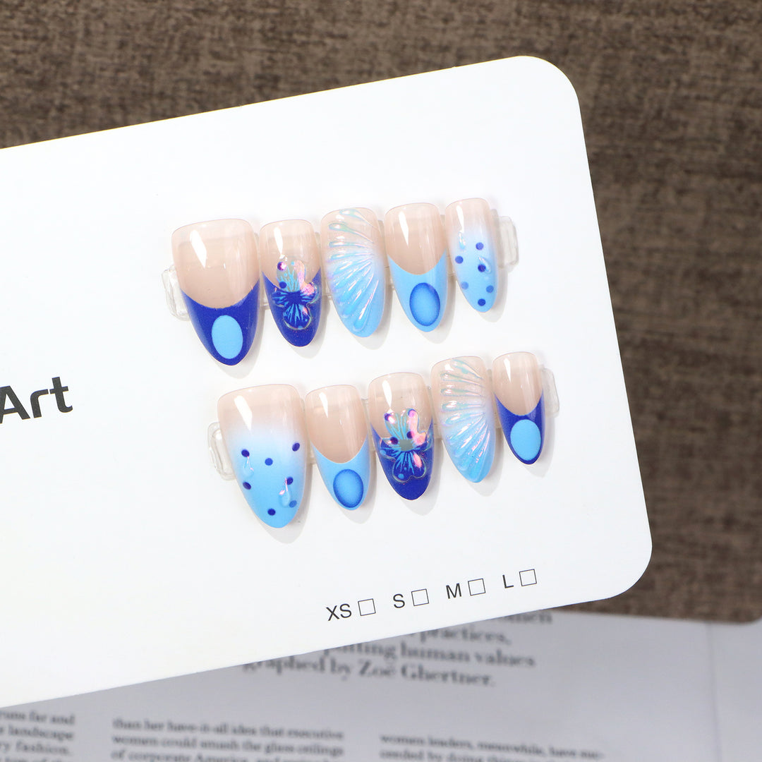 Decorative Press-On Nail Art Set with Oceanic Patterns Stornfield