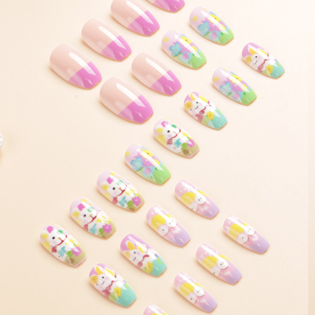 Artistic Spring-Themed Press-On Nail Art Stornfield