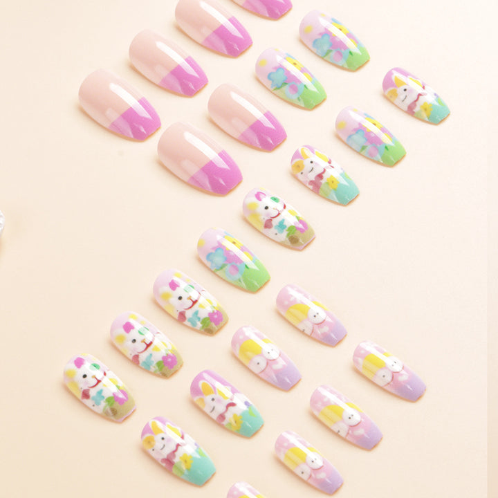 Artistic Spring-Themed Press-On Nail Art Stornfield