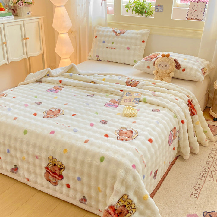 Soft Plush Heart Print Blanket