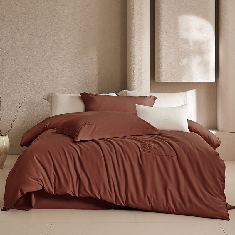 Luxury Embroidered Cotton Sateen Duvet Cover Bedding Set