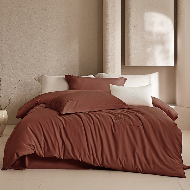 Luxury Embroidered Cotton Sateen Duvet Cover Bedding Set