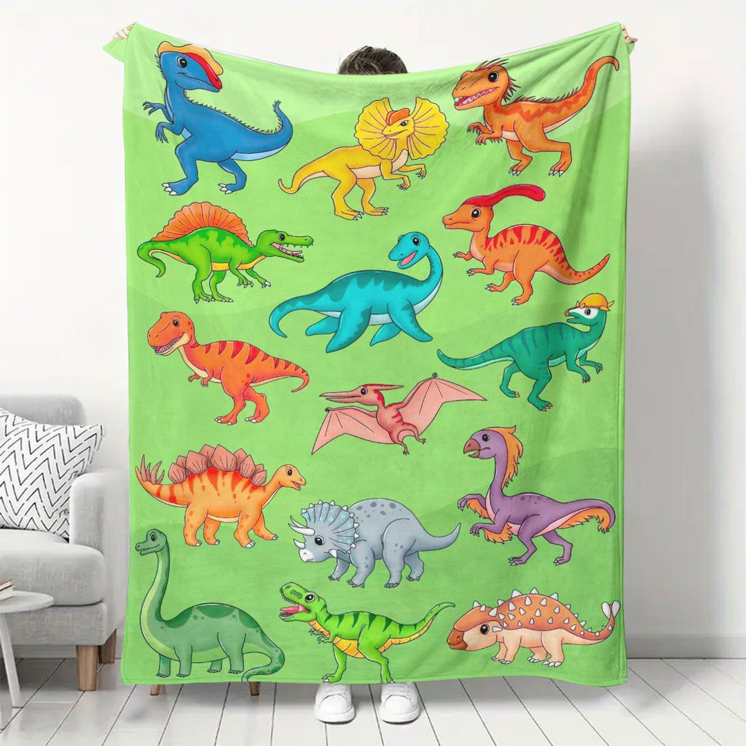 Dinosaur-Themed Plush Throw Blanket