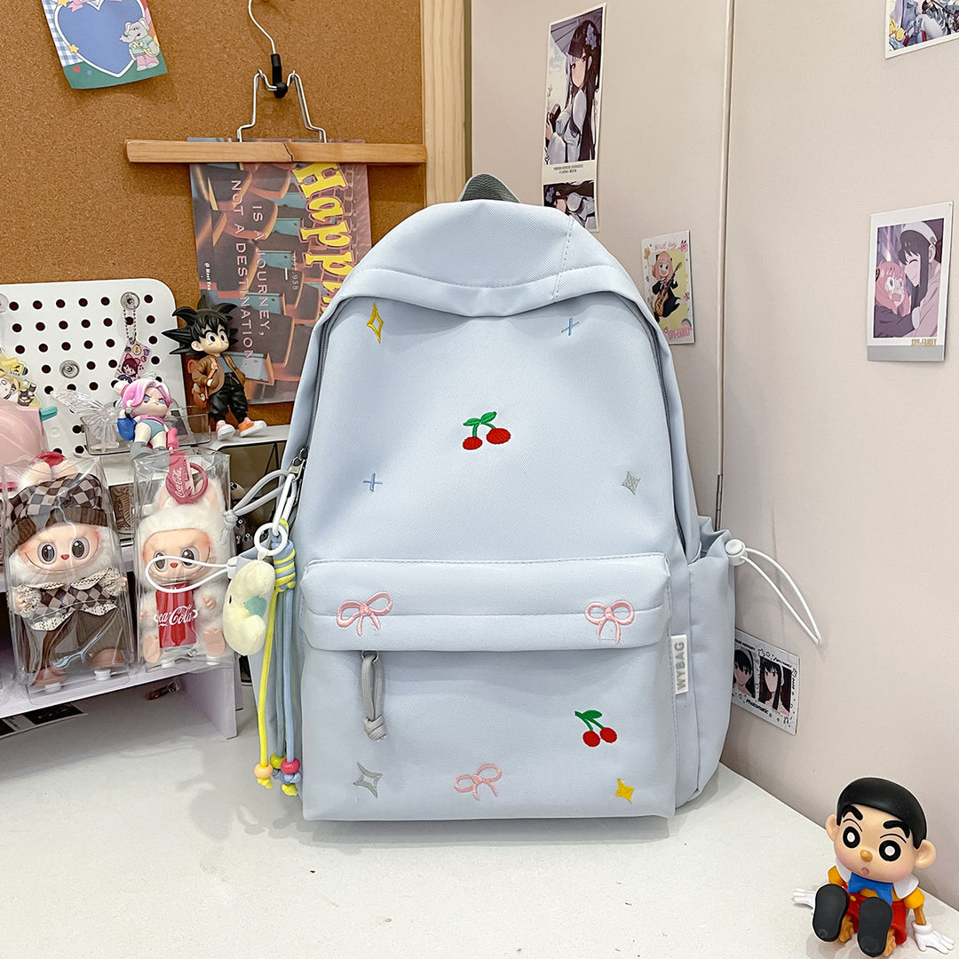 Cute Illustrated Cherry-Embellished Backpack Stornfield