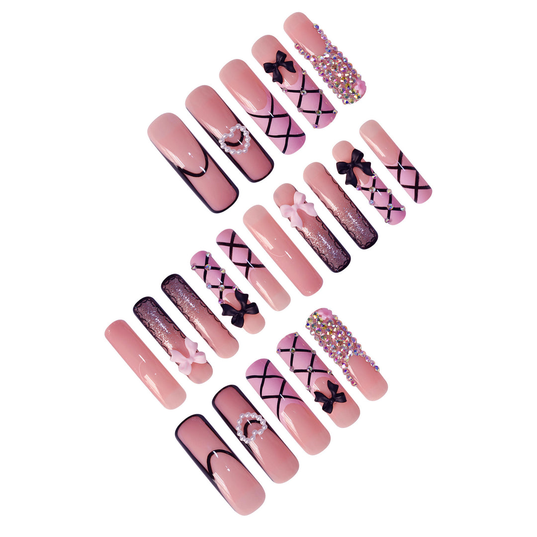 Luxury Nail Art Set with Rhinestone and Bow Accents Stornfield