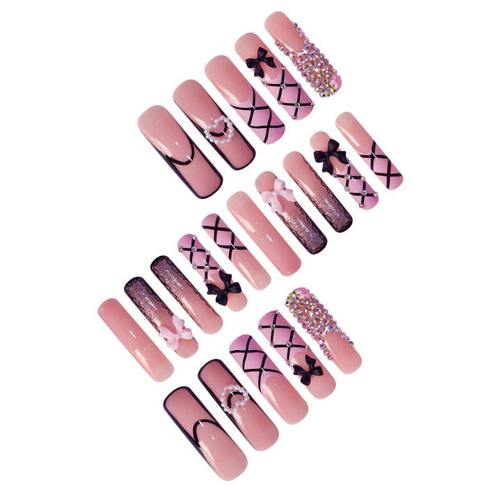 Luxury Nail Art Set with Rhinestone and Bow Accents Stornfield