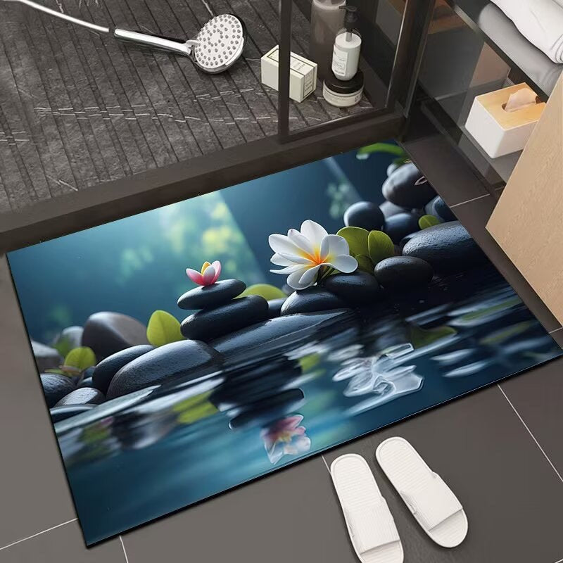 Reflective Floral Bath Mat