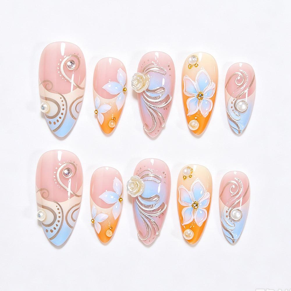Floral Embellished Stiletto Nail Art Stornfield