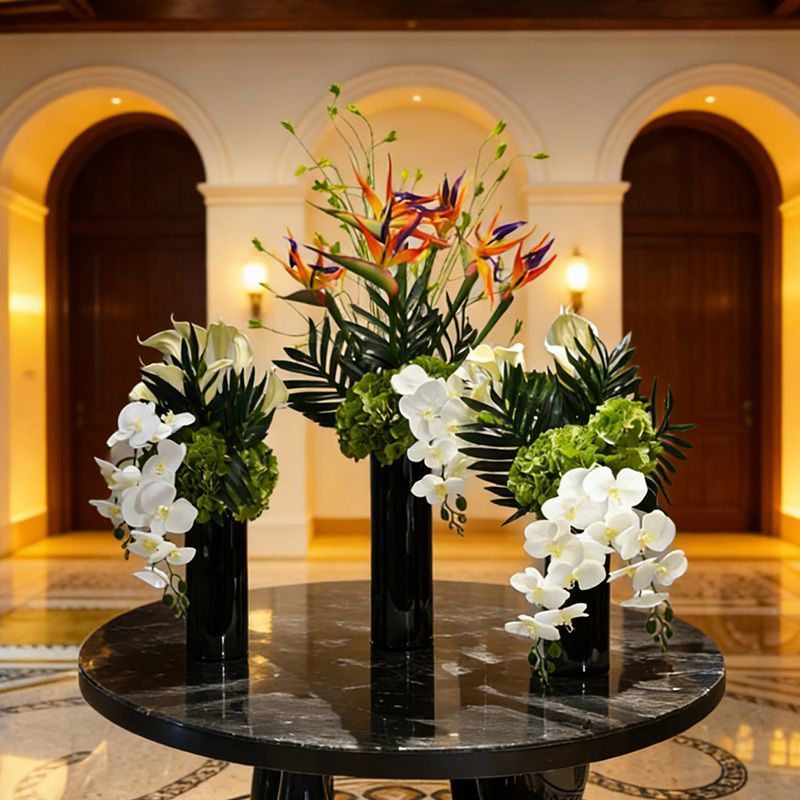 Elegant Faux Orchid Floral Centerpiece