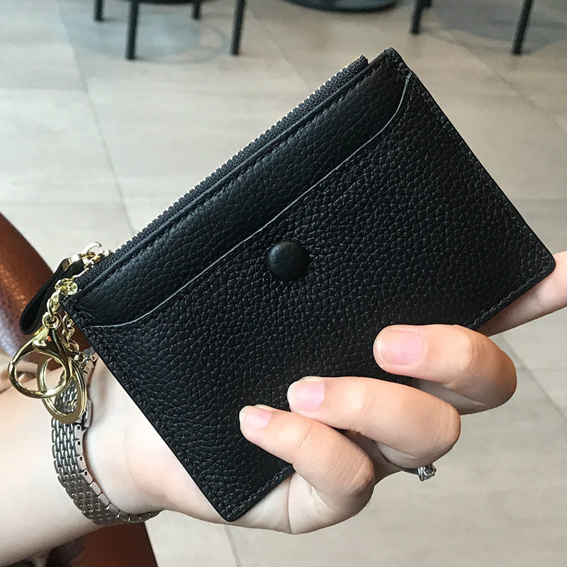Textured  Leather Zip Card Holder Stornfield