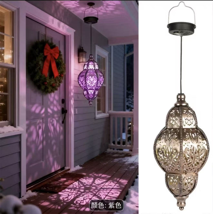 Ornate Filigree Hanging Projection Pendant Lamp With Adjustable Cord And LED-Compatible Socket Stornfield