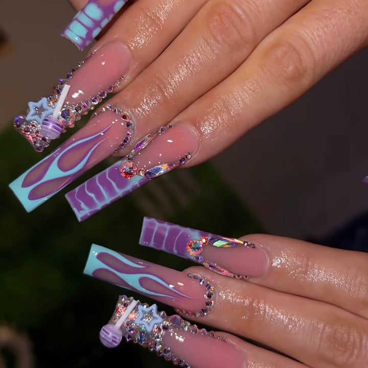Decorative Long Press-On Nail Extensions Stornfield