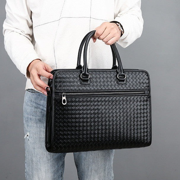 Elegant Briefcase Made of Woven Synthetic Leather Stornfield