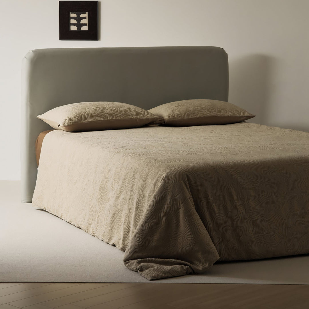Textured Wavy-Quilted Cotton-Look Duvet Cover and Pillowcase Set