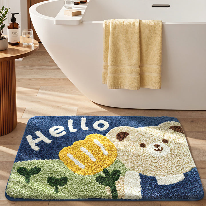 Plush Cartoon Cat Bath Mat