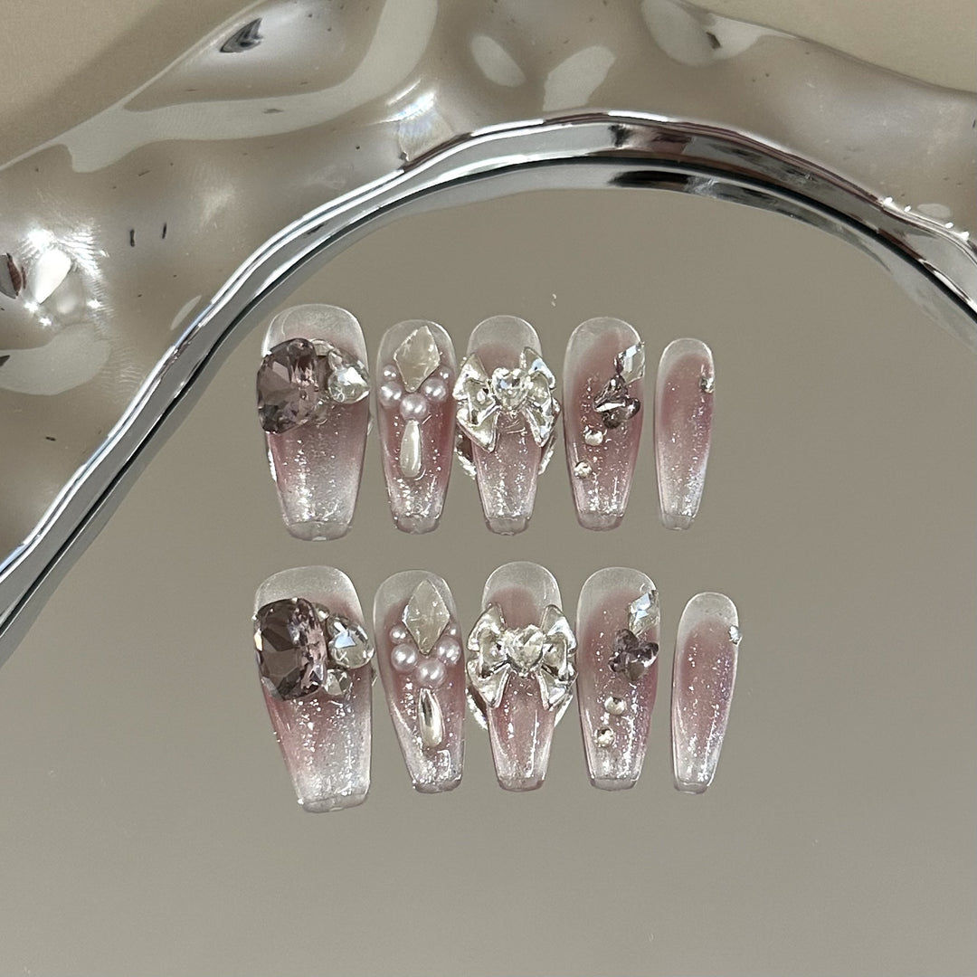 Rhinestone-Embellished Press-On Nail Set