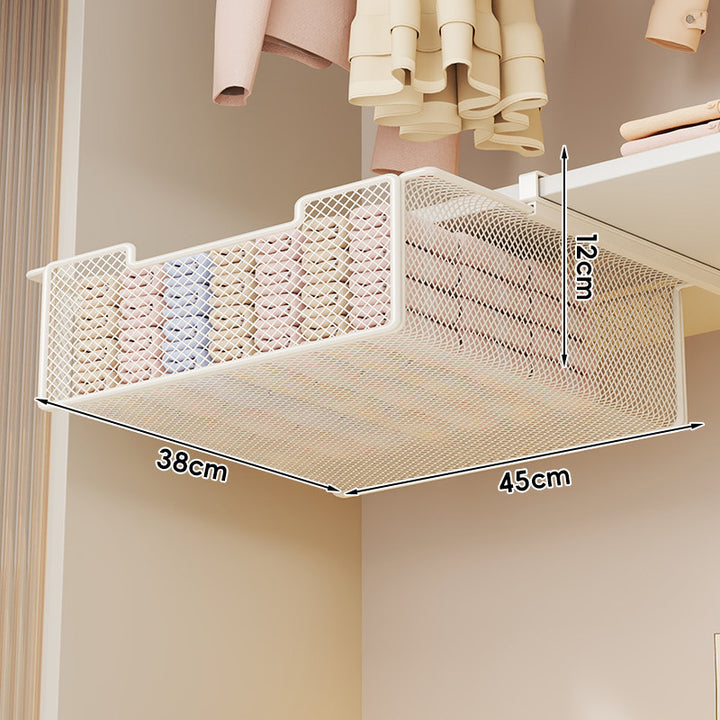 Under-Shelf Pull-Out Mesh Drawer Organizer with Slide Rail Clamp Mount