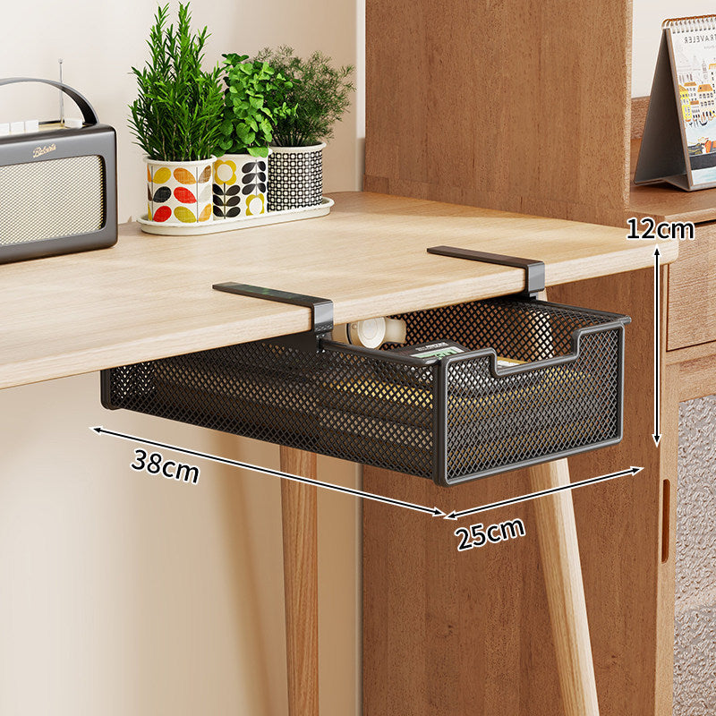 Clamp-On Under-Desk Ventilated Mesh Storage Drawer Organizer