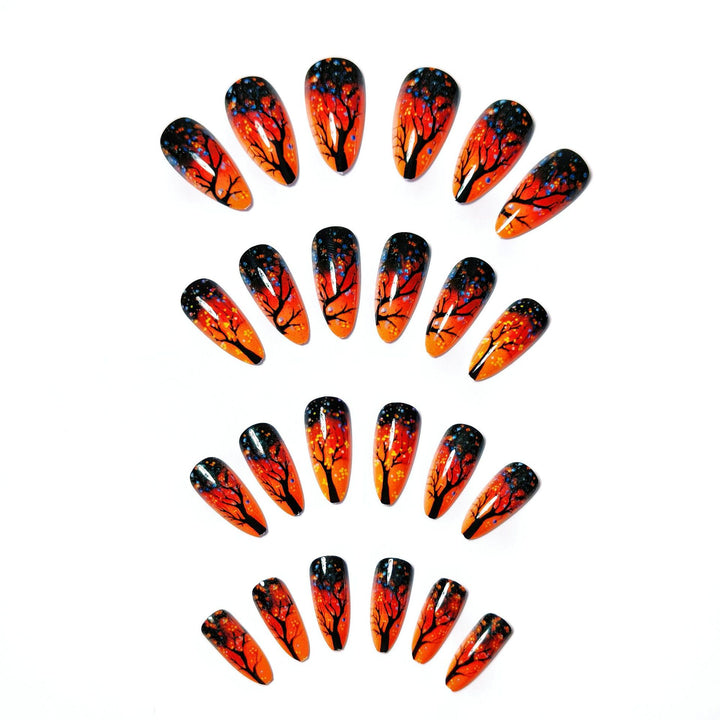 Art nails with creative autumn tree design Stornfield