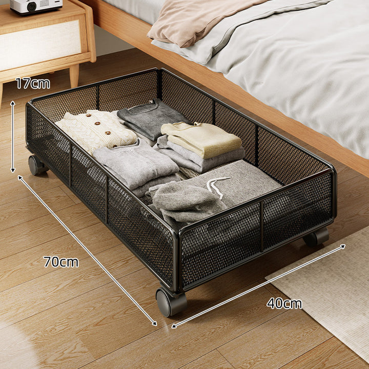 Low-Profile Underbed Metal Mesh Storage Basket