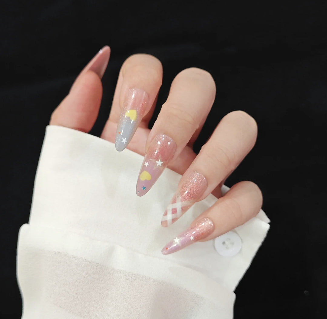 Artistic Floral and Gemstone Press-On Nails Stornfield