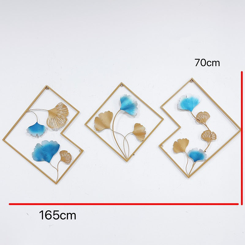 Decorative Metal Wall Art Set with Ginkgo Leaf and Floral Design Stornfield