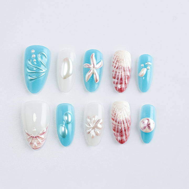 Ocean-Inspired Gel Nail Art Set Stornfield