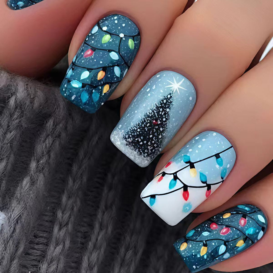 Artificial nails with festive Christmas motif Stornfield