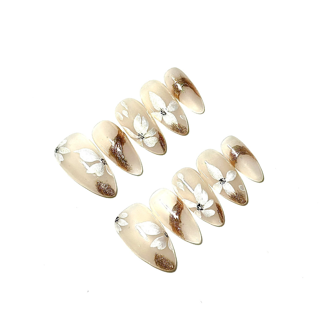 Premium Decorative Floral Press-On Nails