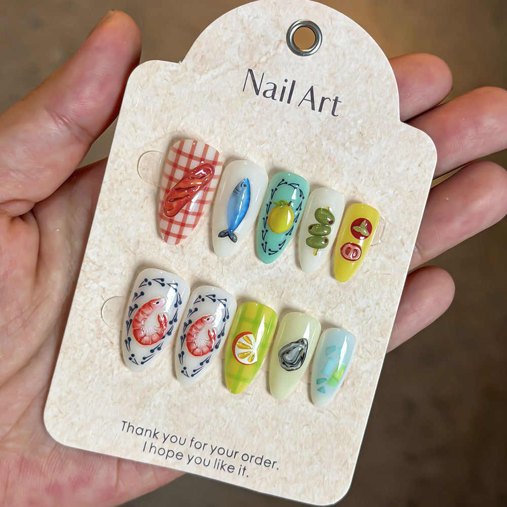 Artistic Ocean-Inspired Press-On Nails Stornfield