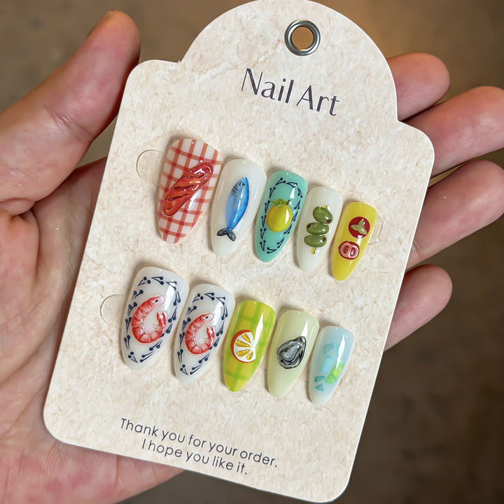Artistic Ocean-Inspired Press-On Nails Stornfield