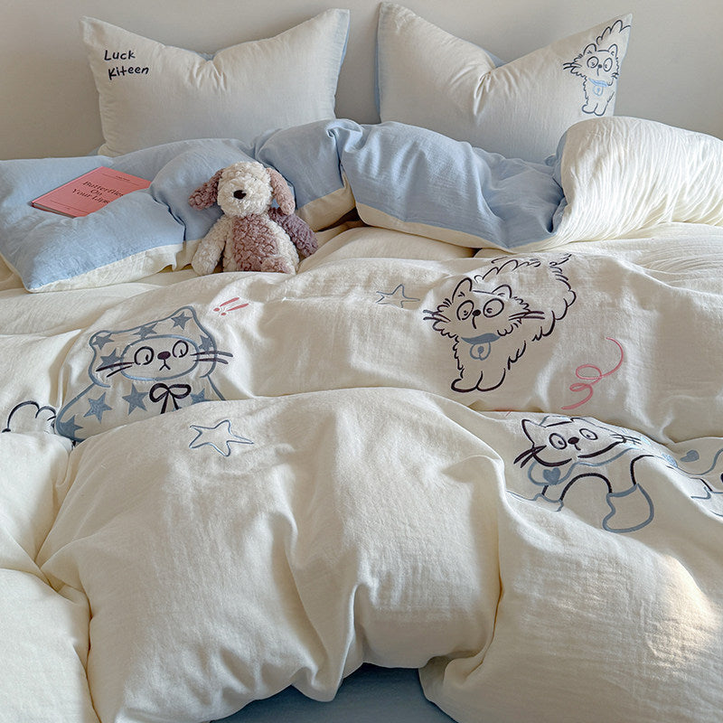 Printed Cotton Duvet Cover and Pillowcase Set