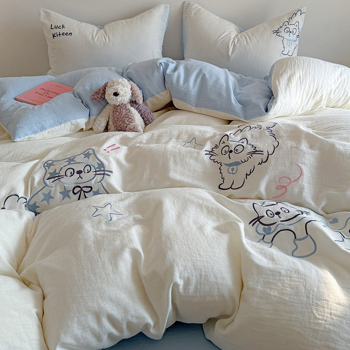 Printed Cotton Duvet Cover and Pillowcase Set