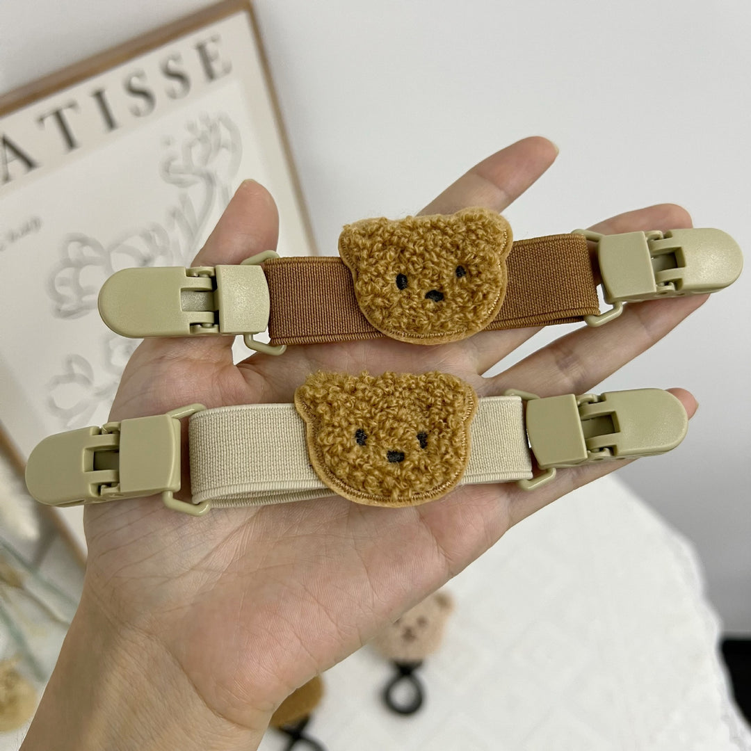 Plush Teddy Pacifier Clip with Safety Buckle and Elastic Strap