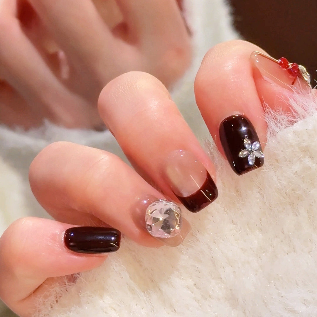 Decorative Crystal-Accented Nail Art Extensions Stornfield
