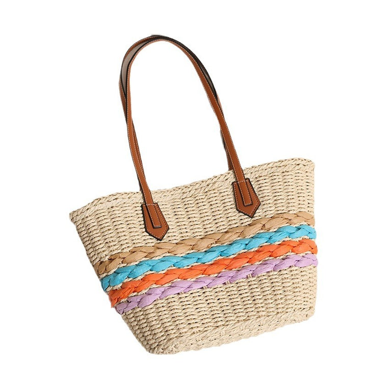 Curvy straw bag with colorful woven accents Stornfield