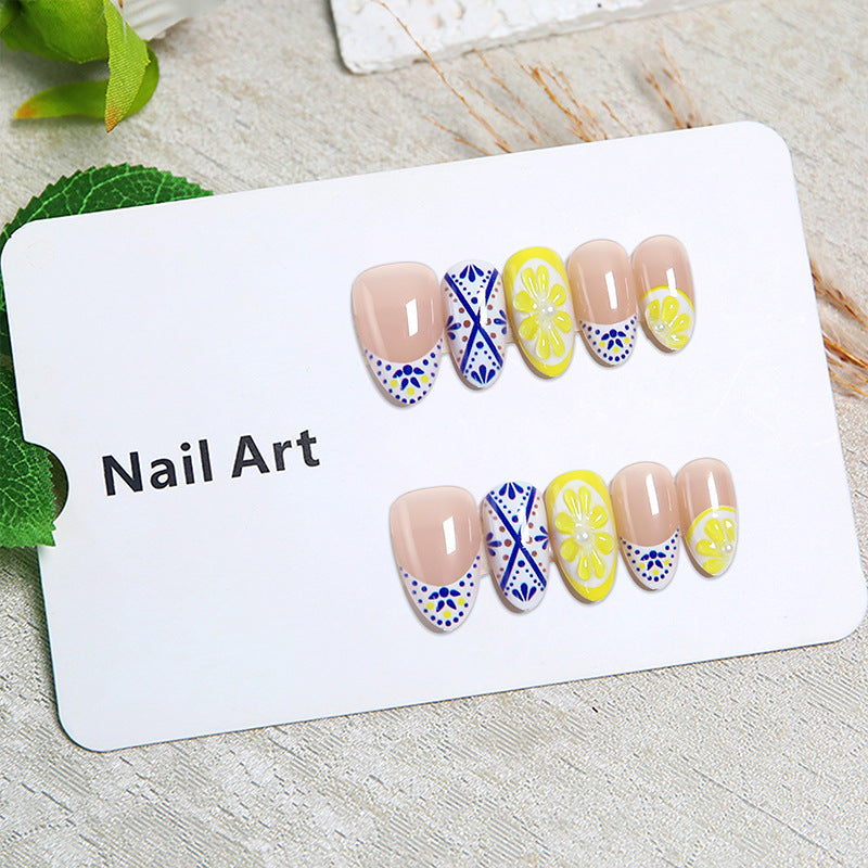 Creative Nail Art Set with Lemon and Flower Designs Stornfield