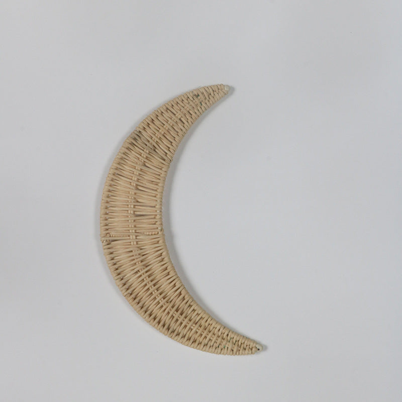 Wall decoration made of handwoven rattan in moon design Stornfield