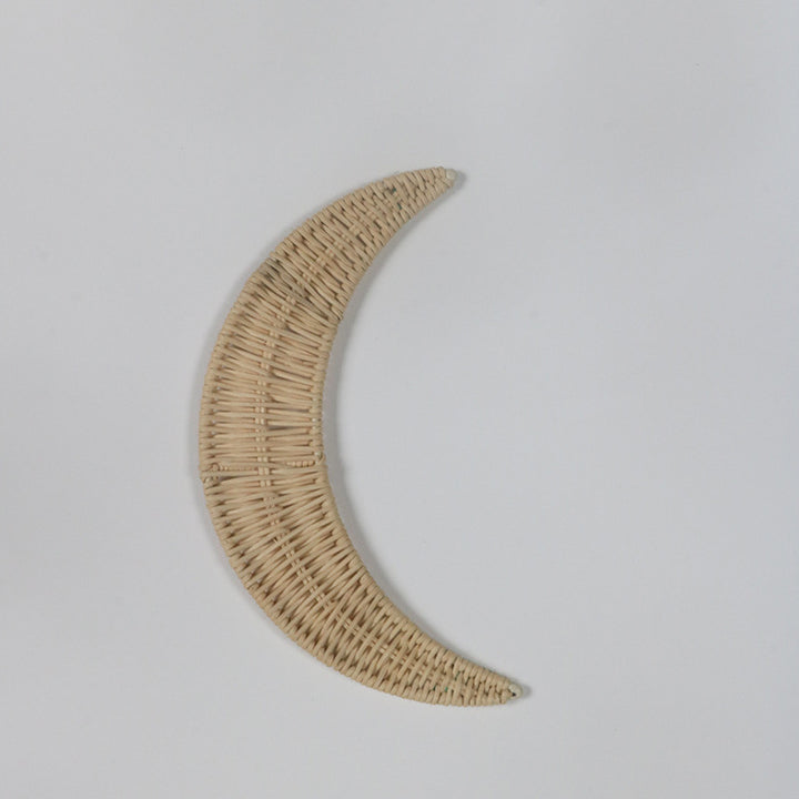 Wall decoration made of handwoven rattan in moon design Stornfield